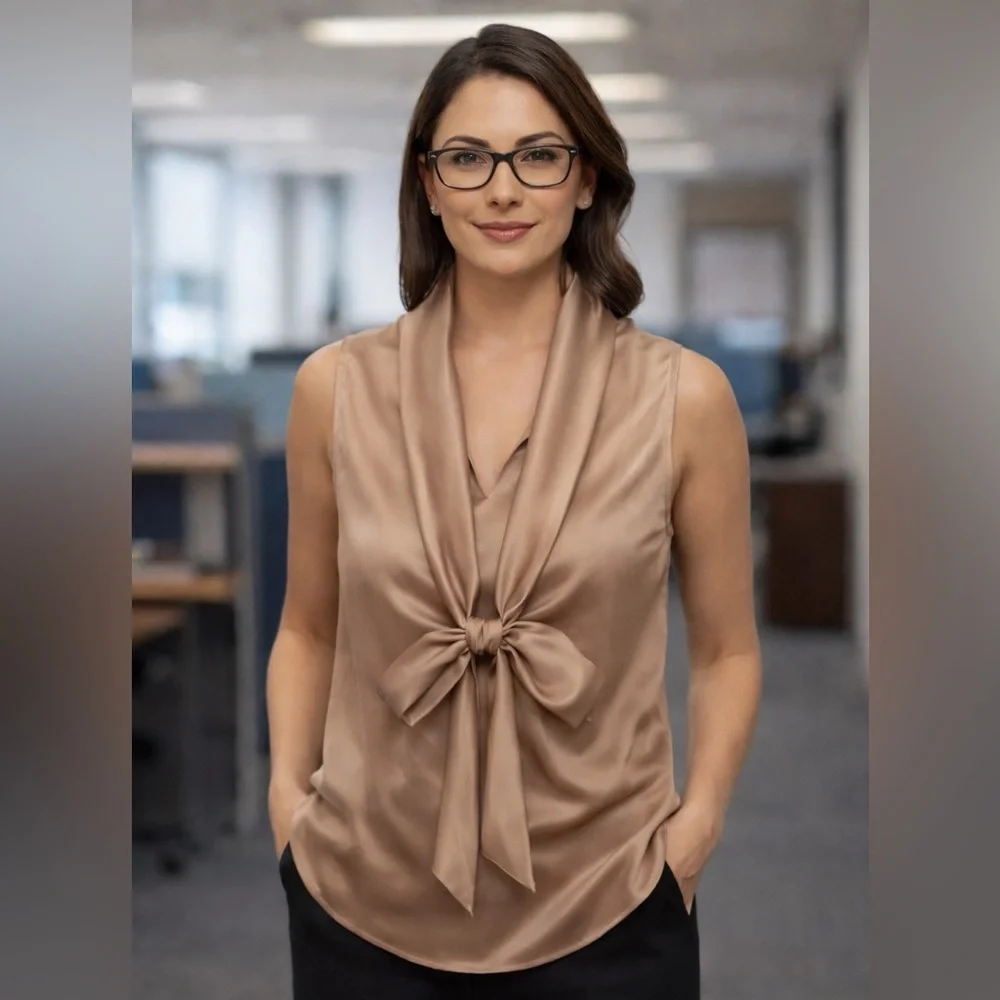 Kasper Satin Tan Blouse - Picture 10 of 12